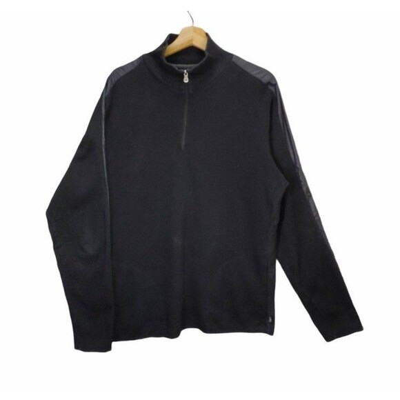 BOSS Hugo Boss 1/4 Zip Men's Size Large Pullover Sweater Black Regular Fit - Picture 1 of 14